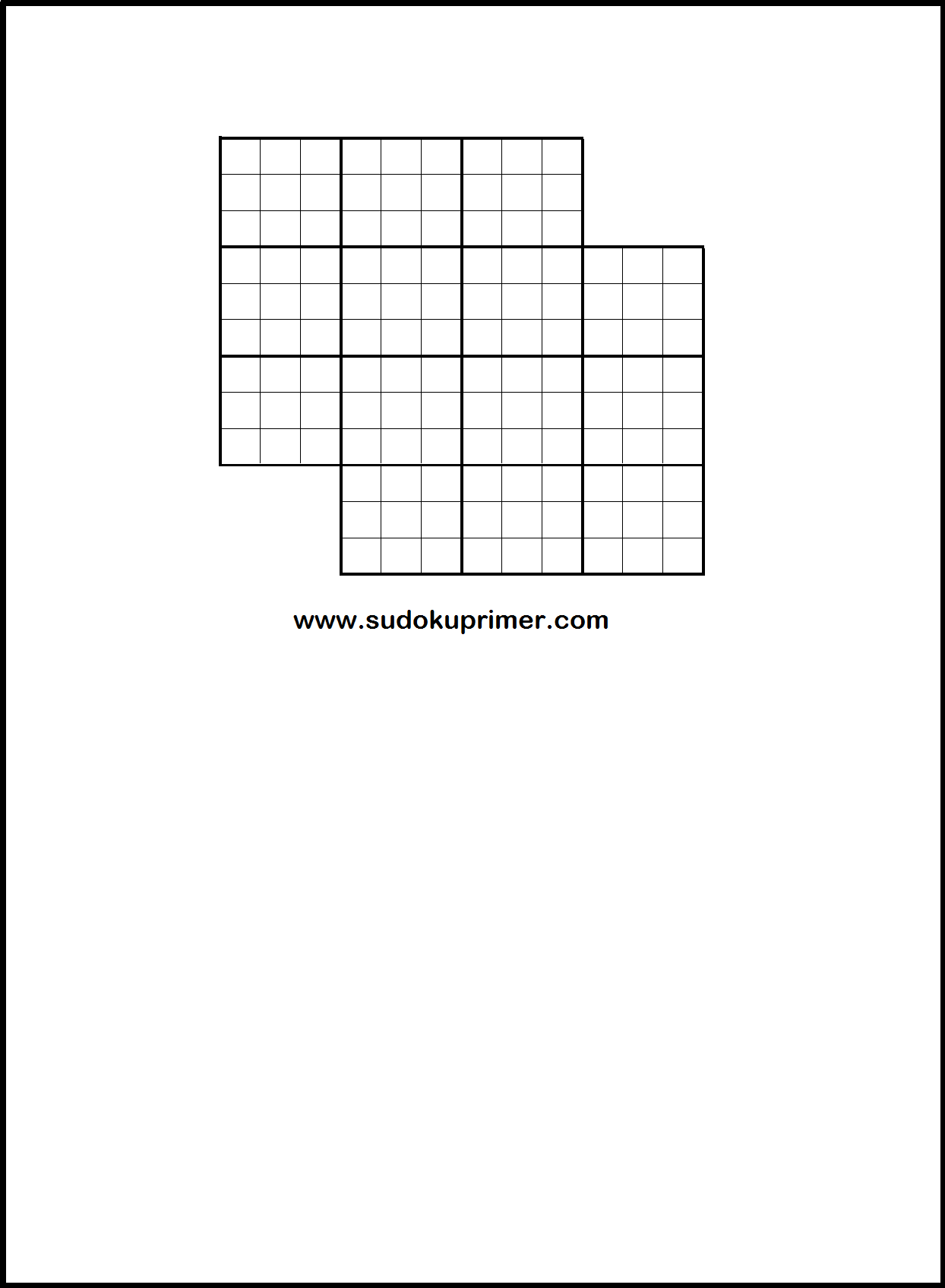 2 x 2 classic overlapping sudoku blank grid in .pdf format